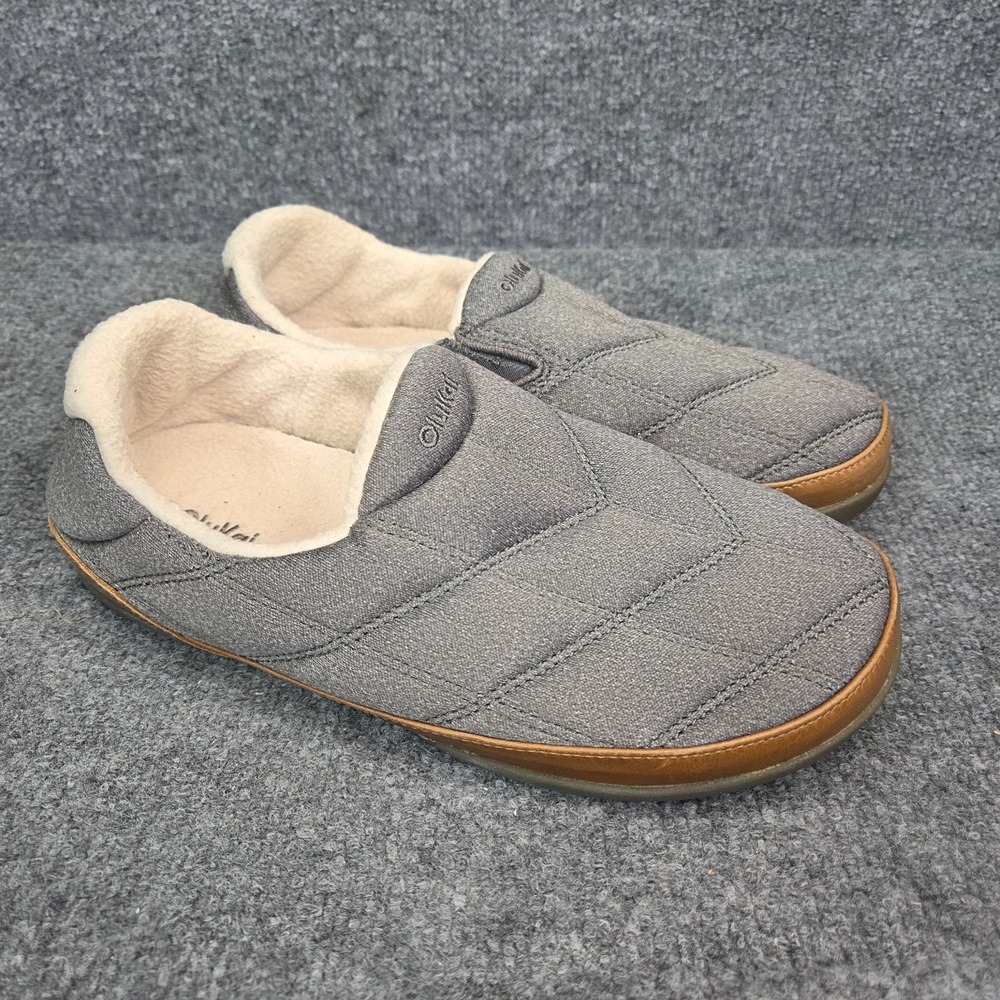 OLUKAI men's puku'i slipper in ash Size 9 Quilted Puffer Style Camping House